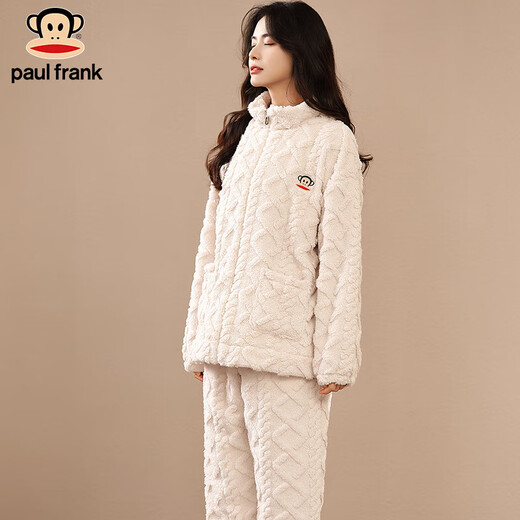 Big Mouth Monkey Big Mouth Monkey Couple Pajamas Winter Coral Velvet Jacquard Plus Velvet Thickened Home Clothes Women's Autumn and Winter Can Be Weared Outer Suit