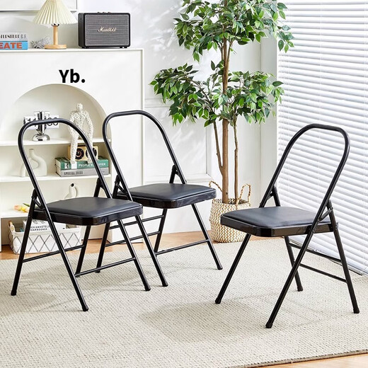 Zailu pig Yinglang Iyengar yoga chair auxiliary chair folding black Pilates chair thickened folding yoga stool three-beam black thickened 12-tube wall model