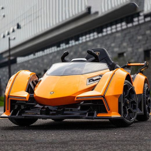 Cooperate with Lamborghini baby electric car, remote control four-wheel car that can sit and swing for men and women, children's toy stroller, orange battery life of 6 hours, large lithium battery + full function