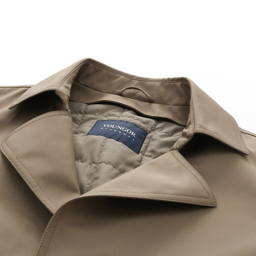 YOUNGOR windbreaker men's double lapel long cotton windbreaker polyester fiber not easy to wrinkle, shape-keeping, elastic and durable VYCF429949YAA Khaki L 175/96A