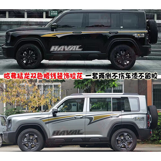 Tucker is suitable for 23 models of Haval Raptor Hi4 car decals, off-road decals, body color strips and waistline decoration, Raptor spare tire Y model black 15CM