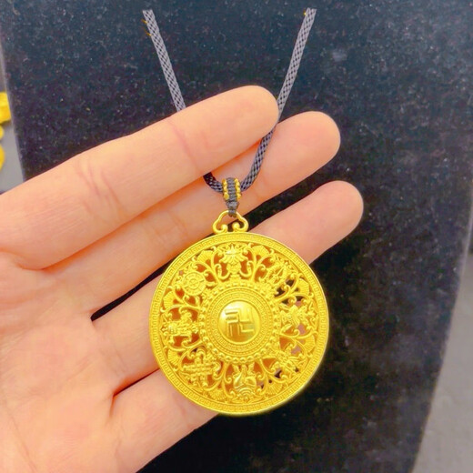 Fat Donglai's same style 18k gold eight-treasure compass pendant yellow l gold real gold ancient method inheritance Ping'an Blessing brand men's and women's necklace Xifu eight-treasure compass (+rope+beads)