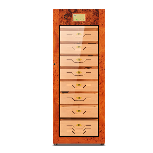 Bulldog cigar cabinet constant temperature and humidity control humidification cabinet constant humidity ammonia removal red wine cabinet compressor constant temperature humidification cabinet cedar wood fingerprint password lock wifi high-end solid wood shell VC528 elm fourth generation plus with fingerprint password lock WiFi 2800 pieces