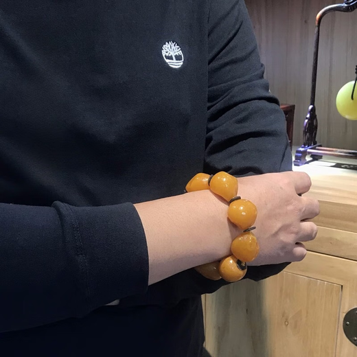 Menbin Hengfulong Natural Beeswax Sea Drift Seed Bracelet Large Men's Raw Baltic Russian Raw Stone Bracelet Single Circle 63