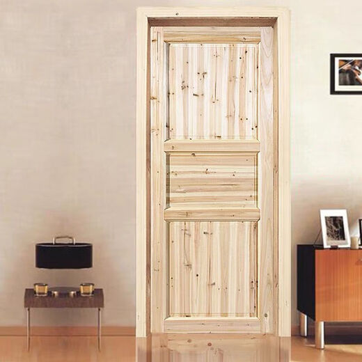 Meikejie rural old-fashioned wooden door custom rental house simple door solid wood fir log room set door rural toilet door set door opening size 205*88*26