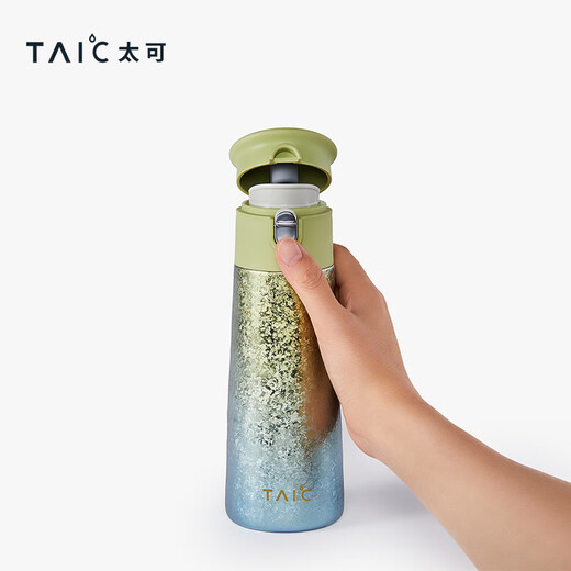 TAIC pure titanium thermos cup, one-click pop-up lid, lightweight thermal insulation and cold storage accompanying water cup, small portable titanium cup holiday gift, Luoluoqing 420ml