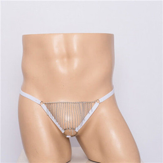 Men's thong one strap sexy transparent pouch gun bullet separation hoop tassel lace physiological underwear for men red