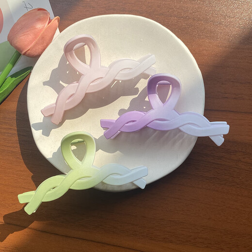 Rong Xia Gradient Color Twist Frosted Clip Sweet Girl Large Shark Clip Hair Clip Korean Simple Ins Hair Accessory F167 Yellow 11cm