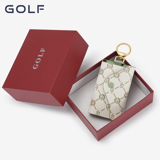 高尔夫（GOLF）印花钥匙包女复古多功能收纳包卡包潮流经典锁匙包钥匙扣 米白配浅绿