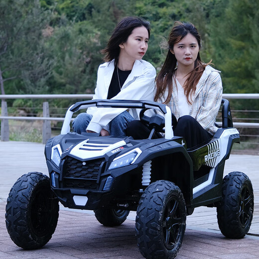 Vieruodis double children's electric car can seat adults four-wheel four-wheel drive remote control off-road baby and child 24V 4WD red + anti-1 explosion soft wheels + leather seat 24V10AH battery sub-power