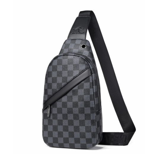 Plaid Chest Bag 2024 New Crossbody Bag Men's Personalized Shoulder Bag Trendy Simple Cycling Backpack Mobile Phone Bag Black