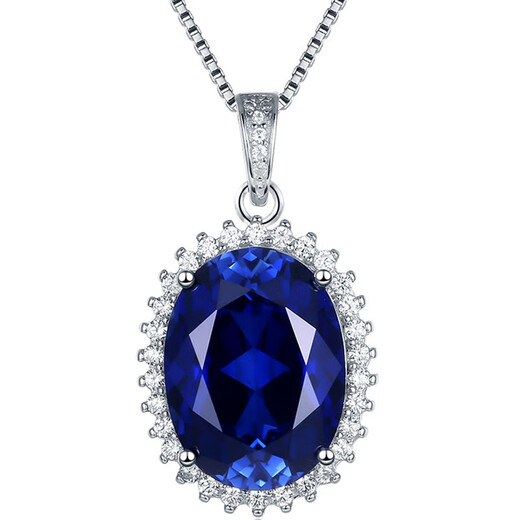 DRJEFUN Princess Oval Tanzanite Sapphire Necklace Pendant Women's Pendant Clavicle Sterling Silver Versatile Colored Treasure Does Not Fade Rose Gold (Main Stone 10x12mm) With