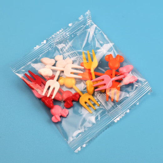 Jieyi Japan household safety cartoon fruit fork creative children's animal cute plastic fruit fork set lunch box Mickey mix and match 50 pieces