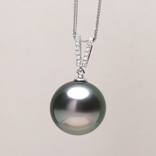 Xuanxian Black Pearl Pendant Diamond Seawater Necklace for Wife and Mom Single Perfect Round Red 9:05-10mm40cm