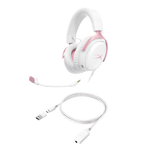 Extremely Unknown (HYPERX) Cloud Hurricane 3 Matte Pink DTS Sound Effect 53mm Driver Unit E-Sports Gaming Headset Adapted to Delta Action
