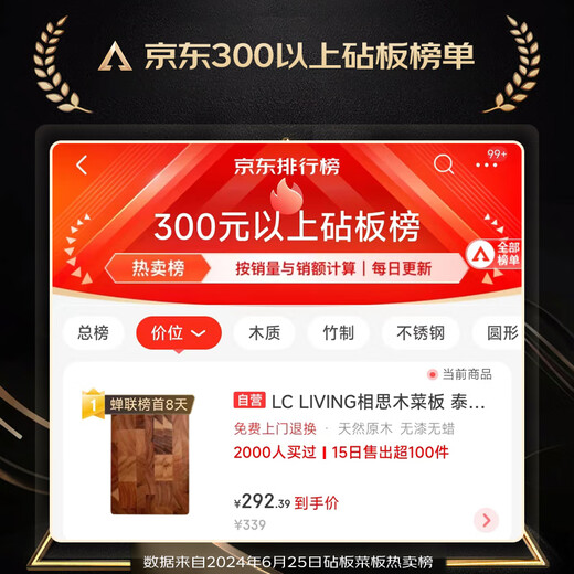 LC LIVING相思木菜板泰国进口长方形实木家用厨房案板砧板切菜板