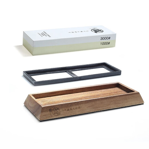 Sanbonsheng whetstone, special sharpening tool for household kitchen knives, imported from Japan, high-precision fine-grained whetstone, non-slip wooden seat, double-sided whetstone 1000#/3000#