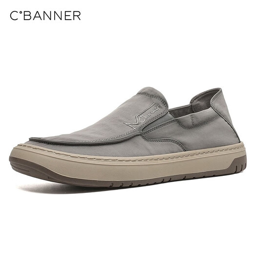 Qianbaidu (C.BANNER) [ice silk breathable] men's shoes lightweight canvas shoes men's thin breathable sports one-foot casual fisherman's shoes cloth shoes gray 43