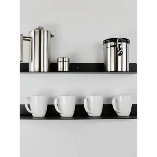 Yiting wall storage rack metal straight layer partition wall decoration rack punch-free shelf living room wall hanging L plate length 100 width 20 height 5 black