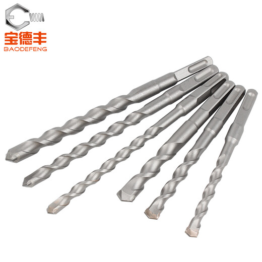 Baodefeng extended impact electric hammer drill bit for wall slotting, four-pit square shank drill bit, concrete round shank cement wall drilling drill, round shank M8X110
