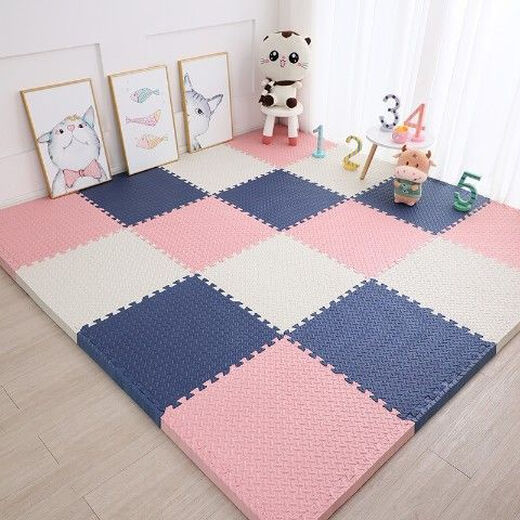 Jin Jin is equal to 0.5 kg Mu splicing foam floor mat thickened household climbing mat crawling mat tatami bedroom living room floor mat floor mat navy blue * red * white total 16 pieces 30 * 30 * 1cm