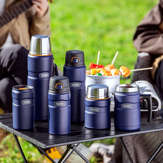 THERMOS thermos cup for men and women, stainless steel portable water cup, outdoor travel car large capacity camping cup TSK2 series Atlantic blue stew pot 520ml