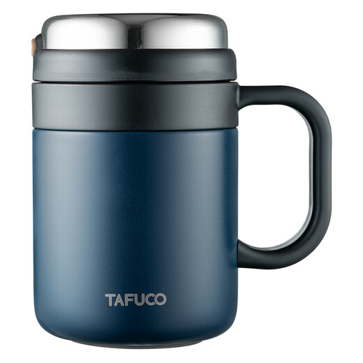 泰福高（TAFUCO）泰福高316不锈钢保温杯带手柄大容量水杯办公保温茶杯带滤网 骑士黑 -T6172 【316不锈钢 50ml