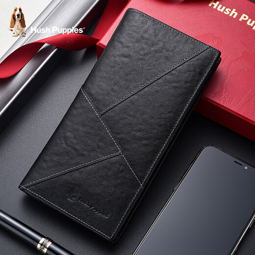 Hush Welpen Herren Brieftasche echte Ledermode Langer Brieftasche Multi-Karten-Multifunktions-Brieftasche Geburtstagsgeschenk rote Geschenkbox