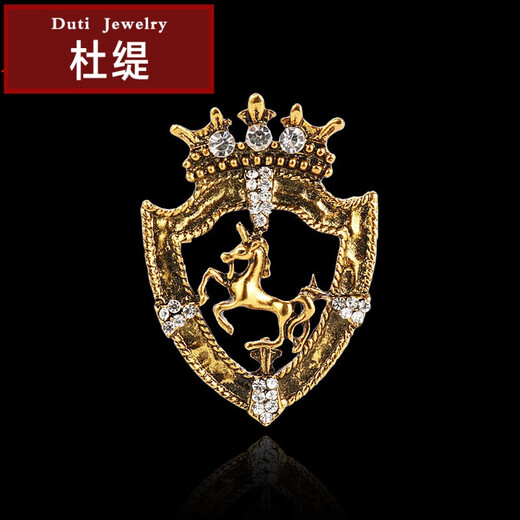 Duti brooch men's Japanese Korean style trendy cute pendant suit accessories women's suit decorative accessories badge shield horse ancient silver