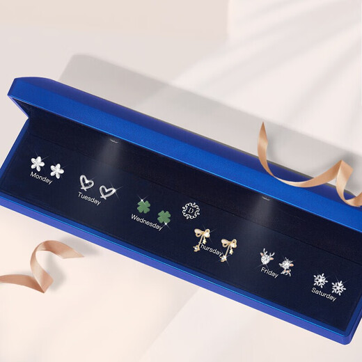 Crystal Silver Needle Weekly Earrings 2025 New Earrings Girl Birthday Gift for Girlfriend Light Luxury High-end Niche Temperament T110 Weekly Earrings Lighting Gift Box