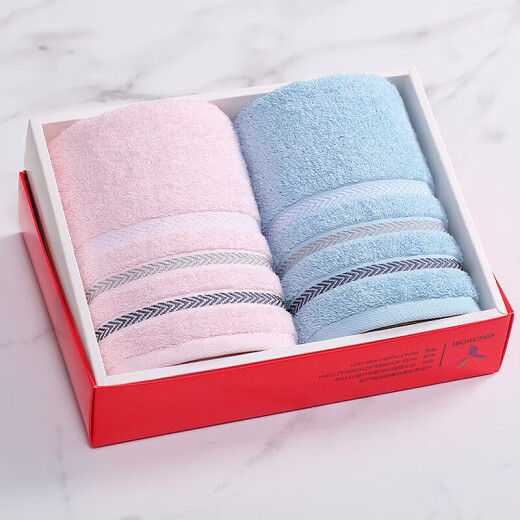 Gold Towel Gift Box AAA Grade Antibacterial Towel Set Soft and Comfortable Adult Face Towel 2 Pack Pink + Blue