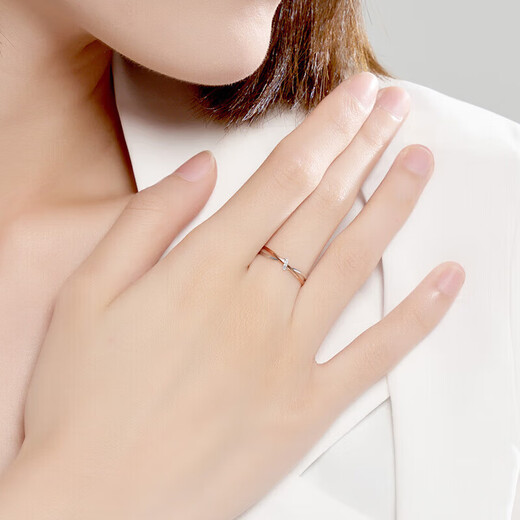 Trendy Acer to Simple Intertwined 18K Gold Diamond Ring Female Color Gold Diamond Ring Hand Accessories Birthday Gift No. 11