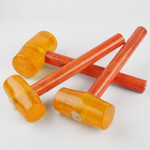 An Junsheng Rubber Hammer Plastic Hammer Rubber Hammer Wooden Handle Champagne Hammer Ceramic Tile Multifunctional Construction and Installation Transparent Rubber Hammer Good Quality Extra Large Type 3000