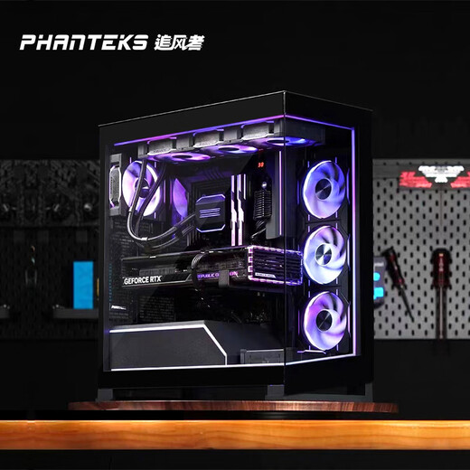 PHANTEKS Storm Chaser NV5 Black Pillar-less Glass ATX Gaming Desktop Computer Case (Supports Back Plug/360 Water Cooling/8 Fan Positions/270 Sea View Room/5090)