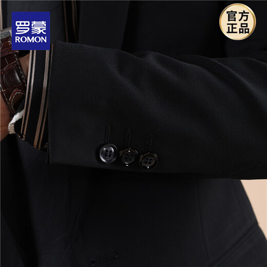 ROMON brand high-end suit suit for men, three-piece suit, business casual suit, professional suit, groomsmen suit, groom's suit, wedding suit, new product, 1-button bag_black_4-piece suit, suit + shirt, vest + pants 46