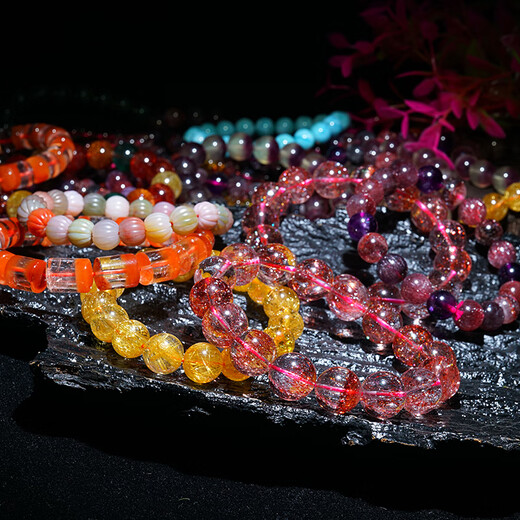 Baozha Super Red Rabbit Fur Gold Strawberry Tourmaline Bracelet Silver Titanium Crystal Tanzanite Peter Stone Purple Titanium Aurora Super Seven Crystal Bracelet Purchase into the live broadcast room to purchase and support three days of unreasonable