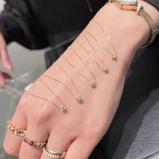 Fat Donglai's same style 18k gold plated necklace pendant moissanite 2023 new female booger diamond clavicle chain 20 points diamond (+ exquisite packaging)
