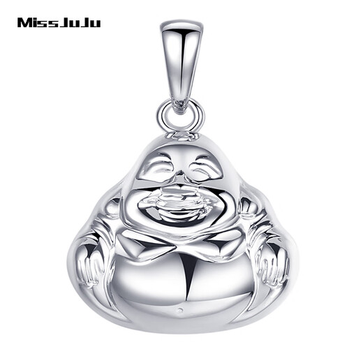 Miss JuJu pt950 platinum pendant Maitreya Buddha platinum smooth big belly Buddha pendant Smiling Buddha platinum necklace for women Pendant weight 7.9-8.1g + with black leather rope