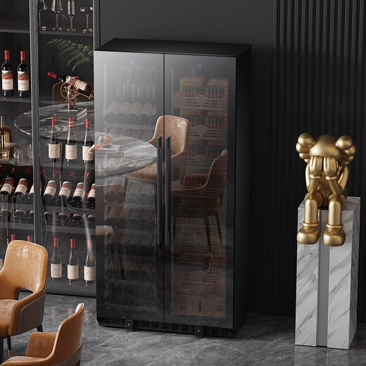 Baikelen Cigar Cabinet Mirror Glass Double Door Double Temperature Constant Temperature and Humidity Tobacco and Wine Cabinet Tea Beverage Cabinet Refrigerator Air-cooled Frost-free Household Commercial Large Capacity Embedded Spanish Cedar Wood 2 Meters丨Light Sensing Mirror Dual Temperature Zone丨Tea + Cigar丨Thin Section
