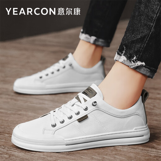 Yierkan Men's Shoes Spring and Autumn Versatile Soft Soled White Shoes Men's British Business Casual Leather Shoes Slip-On Sports Shoes