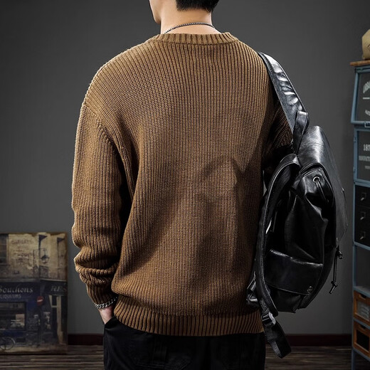 Gu Xiansen autumn and winter sweater men's American retro Henry collar heavyweight inner casual sweater autumn and winter coat sweater black L 115-130Jin Jin equals 0.5 kg