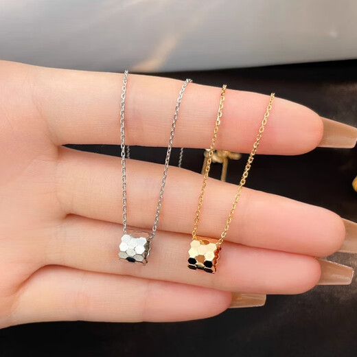 Hande 18K gold honeycomb pendant 18 moissanite diamond honeycomb necklace Au750 rose gold diamond light luxury clavicle platinum white gold diamond-free necklace with pendant chain length 43+4 cm