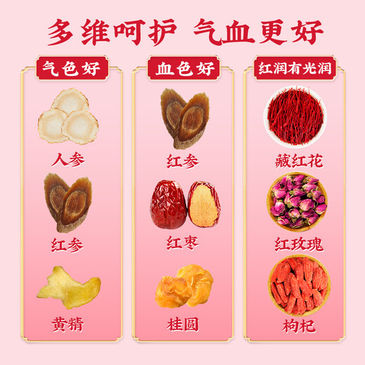 藏红花红枣桂圆枸杞女人气血茶玫瑰花茶养生茶五宝八宝十宝茶茶包 双参气血茶【600克 60包 60天量】+藏红花