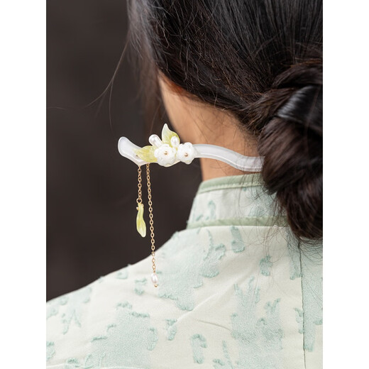 Qinhenghui guaranteed price hosta, simple and fresh white lily of the valley, forest-style hair extensions, cheongsam, Hanfu hair accessories, women's daily new white lily of the valley hosta