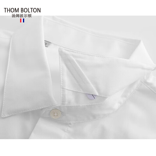 汤姆波尔顿 THOM BOLTON衬衫男短袖夏季修身精致小蜜蜂刺绣商务休闲抗皱衬衣男士纯棉透气 白色-腰部-金小蜜蜂 41 /180/XL（建议75-80KG）