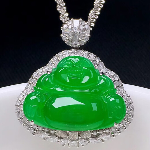 Yulinmen customization supports customization of Laokeng A goods jade carving, ice seed Maitreya Laughing Buddha pendant, jade 18K gold inlaid pendant, customer selection has been contacted - final payment is 4,000