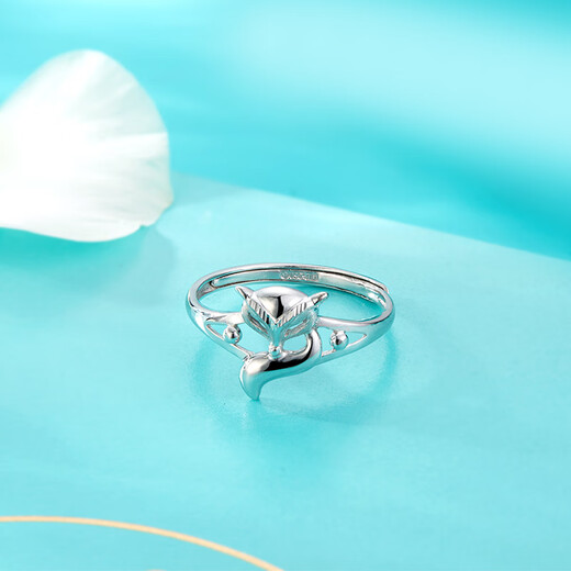 Yuan Shengfu's new PT950 fashionable fox platinum ring, women's platinum ring, adjustable, live and shiny, 2.70g