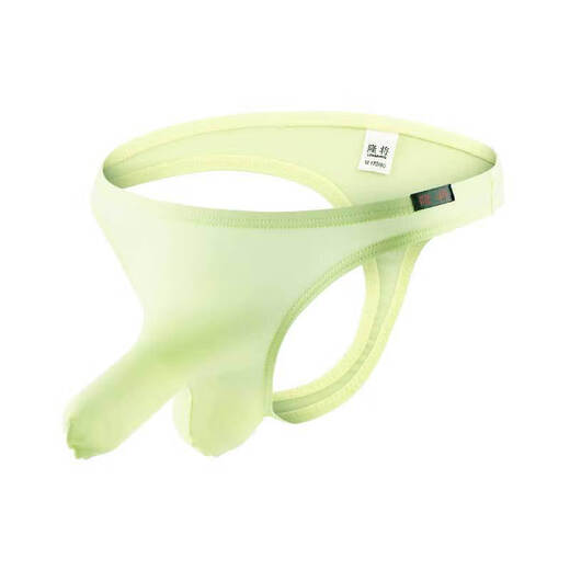 Pleasing underwear for men with empty back and exposed arms, sexy thong, comfortable ice silk gun bullets separated translucent men's S white