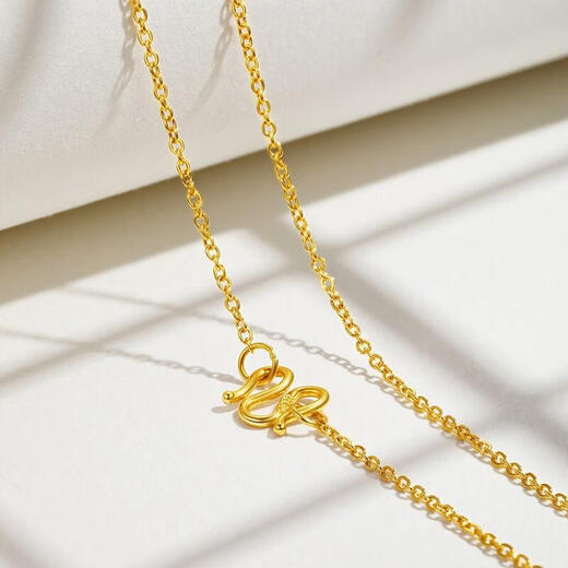 DL 1998 Fat Donglai same style 18k gold plain chain necklace gold-plated 18K gold female clavicle chain Au750 color gold O-shaped chain for girls 18K gold O-shaped chain M buckle