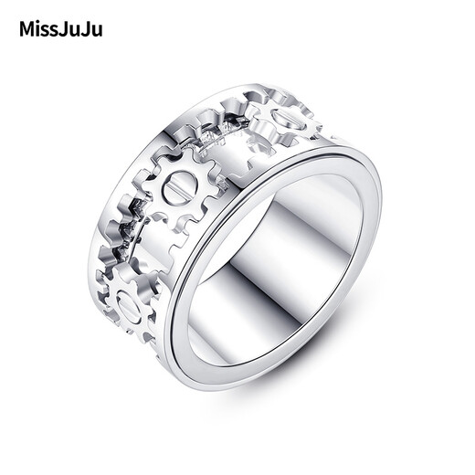 Miss JuJu pt950 platinum ring men's platinum ring domineering personality mechanical gear ring can rotate large ring ring customized 15 yards about 25g according to actual hair, more refunds, less supplements